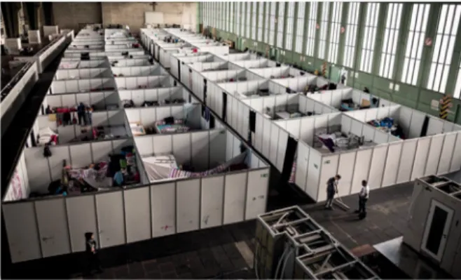Figure 11:  Temporary Refugee Housing at Berlin Tempelhof  Airport, 2016, photograph by Gordon Welters ©