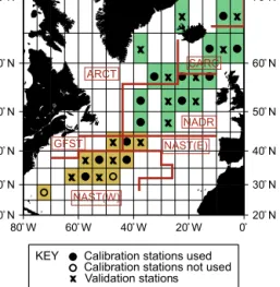 Figure 6. Geographic extent of the two sub-domains giving the op- op-timal calibration in the split-domain calibration study of Hemmings et al