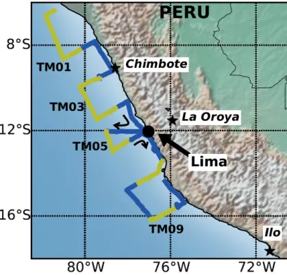 Figure 1. Track of cruise M91, showing locations of aerosol samples TM01–TM10 as alter- alter-nating colours along the track
