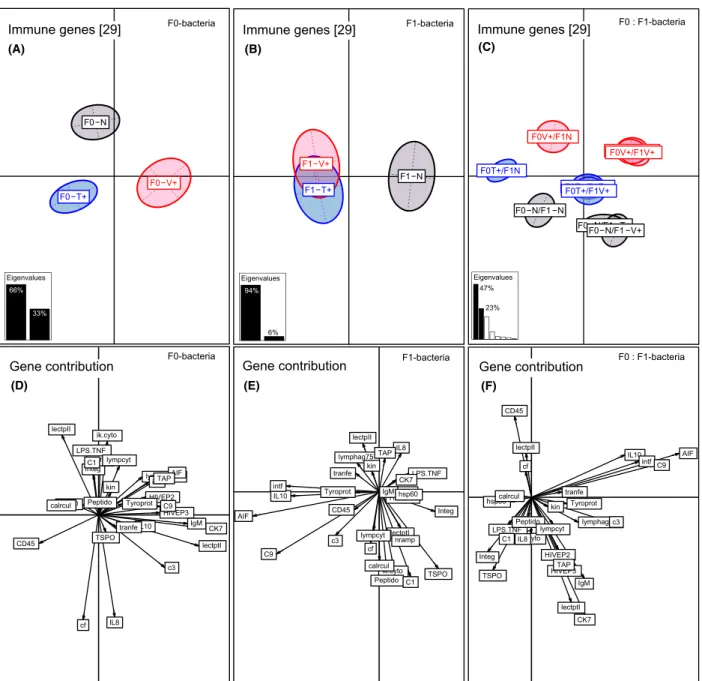 Figure 2. Between component analysis (BCA) based on 29 immune genes of one-week-old juveniles (N = 300)