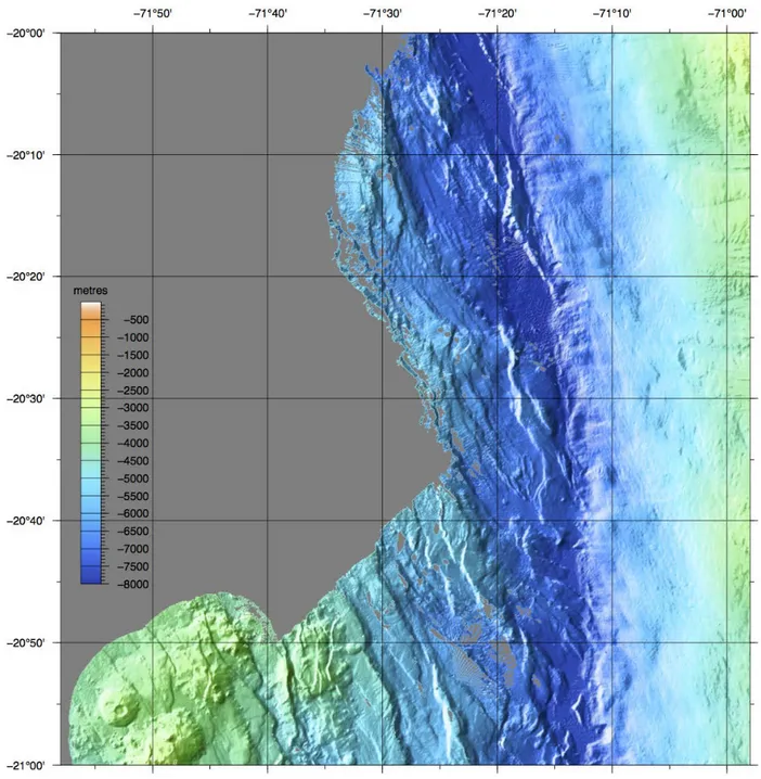 Fig. 14 (previous page): Shaded relief map of the south-eastern part of the study area