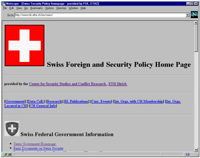 Abbildung  3: Swiss Foreign and Security Policy Home Page (URL: 