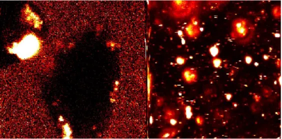 Figure 6: Left: 25*25 micron scan of a cell (black). The lighted spots are from CY5. Right: 