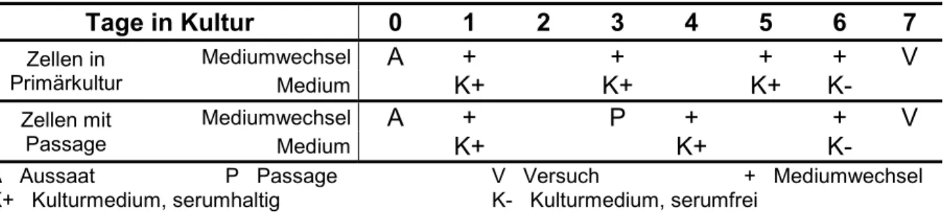 Tabelle 3.1 zeigt, nach welchem Schema bei den Nährmediumwechseln vorgegan- vorgegan-gen wurde.