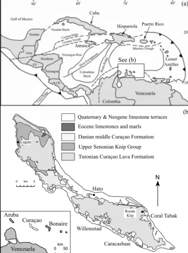 Fig. 1. (a) Map of the inter American region showing the location of the Netherlands Antilles and the island of Curaçao (boxed area)