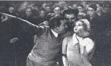 Abb. 2: Oskar Kalbus, Vom Werden deutscher Filmkunst (1935) Fritz Lang spielt Heinrich George vor, wie er Brigitte Helm packen soll.