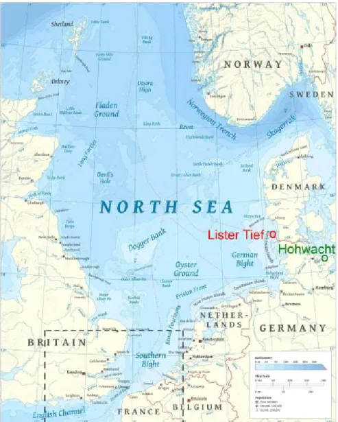 Fig. 3    The image presents an overview of the North Sea. The study area of the Lister Tief located northerly of the island of  Sylt in the German Bight of the North Sea shown in Fig