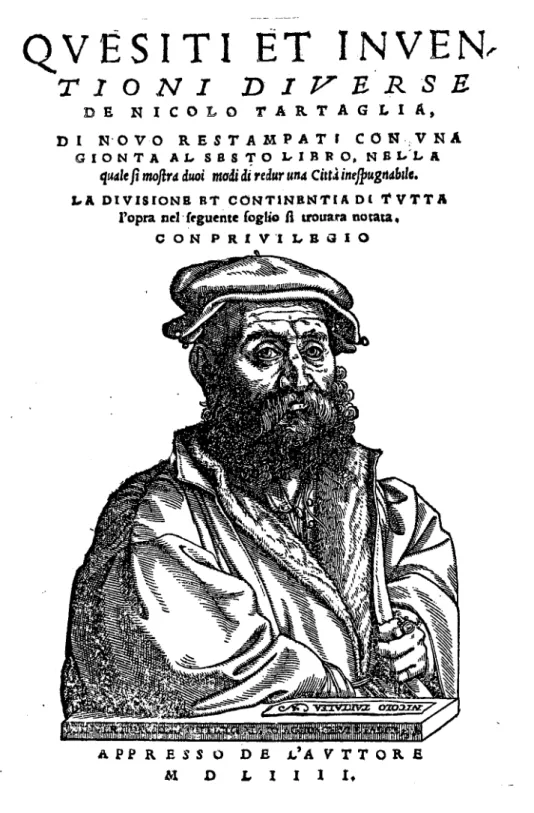 Abb. 4. Titelblatt von Tartaglias Quesiti et inventioni diverse, 2. Ausgabe, Venedig, 1554.