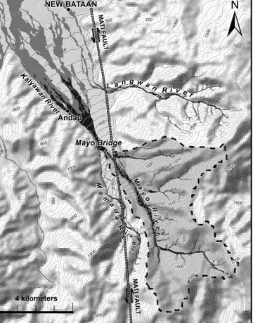 Figure 3. Debris-flow deposits in the New Bataan area. (a) Boul- Boul-der in ancient reverse-graded debris-flow deposit