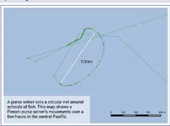 Figure 1. The tracks of a French Vessel, a 67m Purse Seiner  Operating in the Pacific
