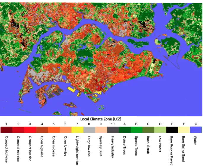 Figure 2.1.4: Local Climate Zone map of Singapore. (Source: Mughal et al., 2019) 