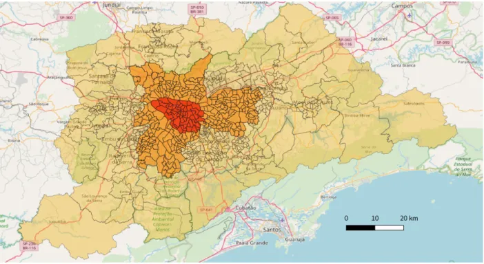 FIGURE 3 The three residential areas defined in the Greater São Paulo Metropolitan Re- Re-gion