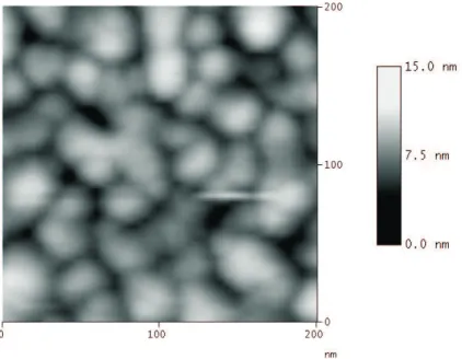 Abb. 4.4: AFM-Bild eines etwa 5 nm dicken Kupferfilms auf MgO(001). Der Film wurde bei Raumtemperatur pr¨apariert