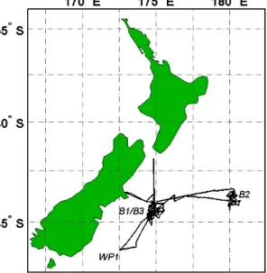 Figure 1. Cruise track during the SOAP study, which began and finished in Wellington, New Zealand