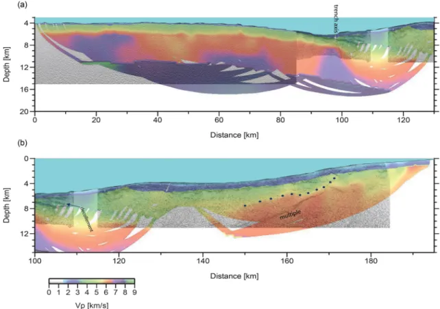 Figure 6. Seismic post-stack depth migration obtained by using the final average 2-D velocity–depth model shown in Fig