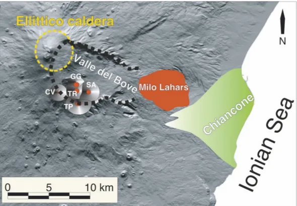 Figure 9: Valle de Bove scar and the Chiancone Fanglomerate, which was so far only mapped onshore