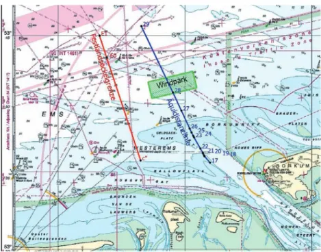 Fig. 3: Excerpt of the nautical  chart showing the wind farm 