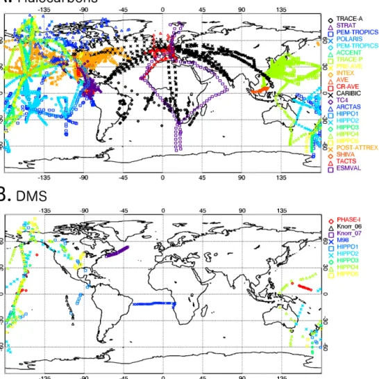 Figure 3. Locations of atmospheric data for comparison with model output used in this study