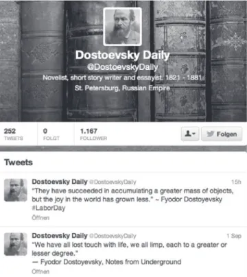 Abbildung 2: Screenshot des Twitter-Accounts @DostoevskyDaily, 03.09.2013 