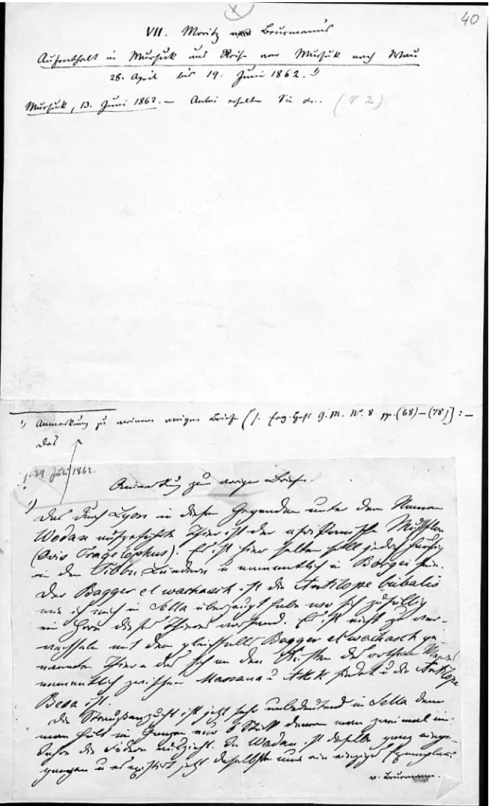 Abb. 4  „Anmerkung zum vorigen Briefe“, Blatt aus der Korrespondenz zwischen Moritz von  Beurmann und August Petermann, 1862