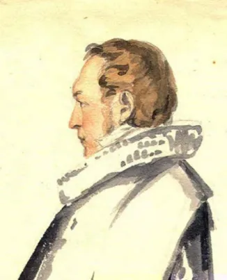 Abb. 3: Johann Martin Lappenberg (1794–1865) (aquarellierte Skizze von Carl Julius Milde, 1834, Ausschnitt)