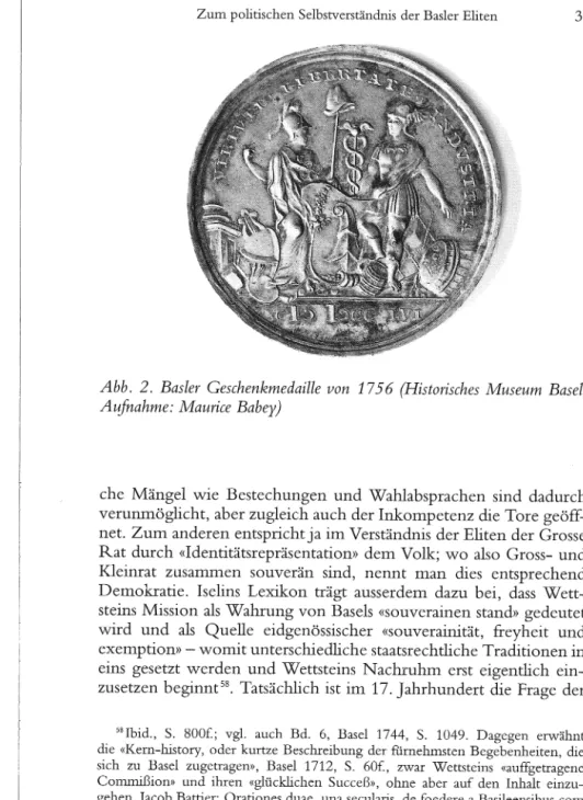 Abb. 2. Basler Geschenkmedaille von 1756 (Historisches Museum Basel.