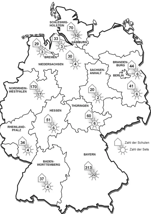 Abb. 1:  Zahl der Schulen und Schulsets in den Ländern (Stand: Juli 2005) 