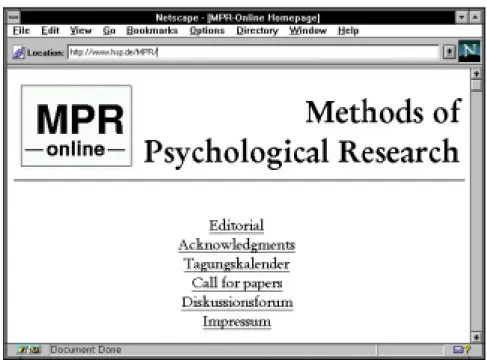 Abbildung 9.1: Das Startbild von „Methods of Psychological Research“