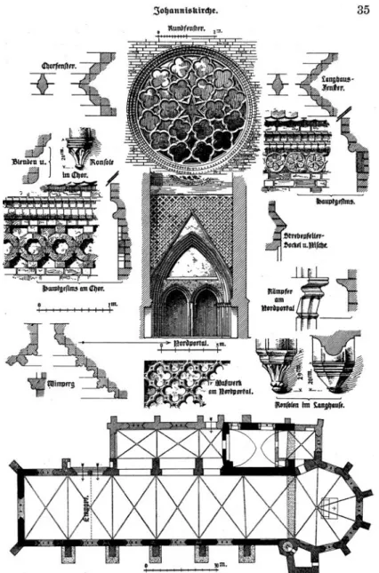 Abb. 8: Brandenburg an der Havel, Franziskanerklosterkirche, Baudetails und Backsteinzierrat   um 1300 und 15