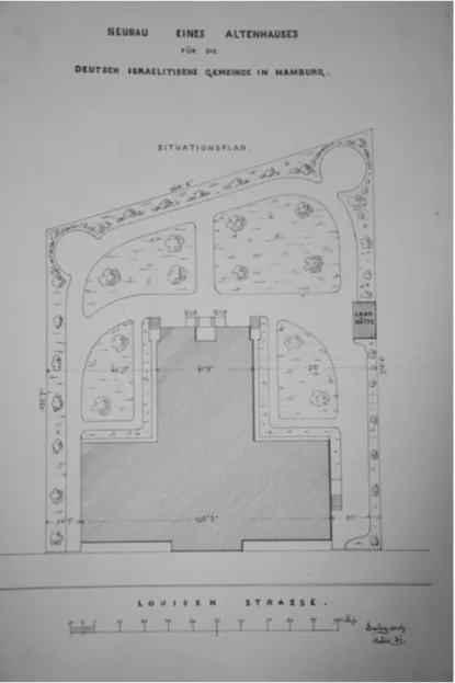 Abbildung 9: Der Architekt Siegmund Seelig hatte den Trakt zur Gartenseite deutlich länger ge- ge-plant als dann tatsächlich realisiert