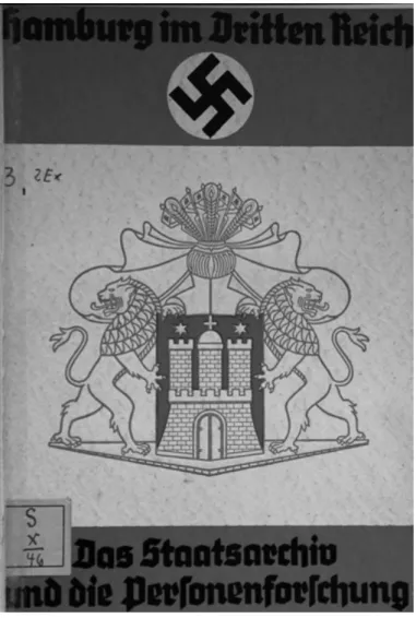 Abb. 4: Hans Kellinghusen: Das Staatsarchiv und die Personenforschung, Hamburg 1935,  Titelbild 