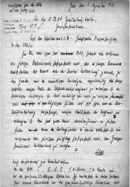 Abb. 6: Entwurf des Schreibens von Hans Kellinghusen  an das Gaupersonalamt Berlin vom 7