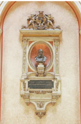 Abb. 14: Viktor Tilgner, Julian Niedzielski u.a., Denkmal  für Heinrich v. Ferstel, 1885, Universität Wien, Atrium vor  dem kleinen Festsaal.