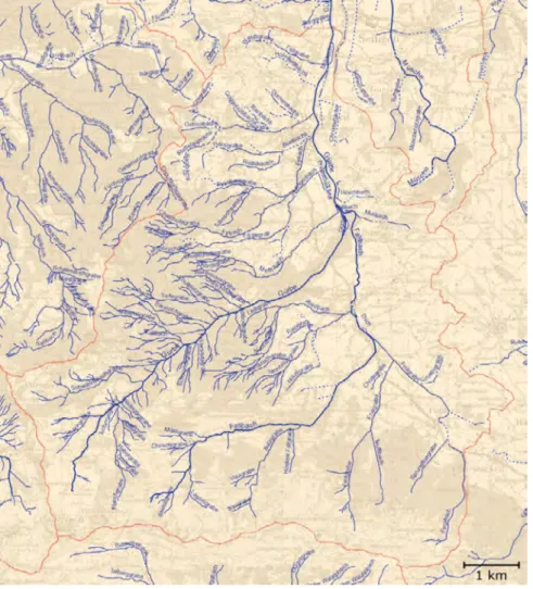 Abb. 2.2: Hydrologische Karte des Oberlaufs der Gürbe. 14