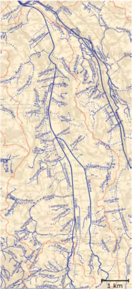 Abb. 2.3: Hydrologische Karte des Unterlaufs  der Gürbe. 18