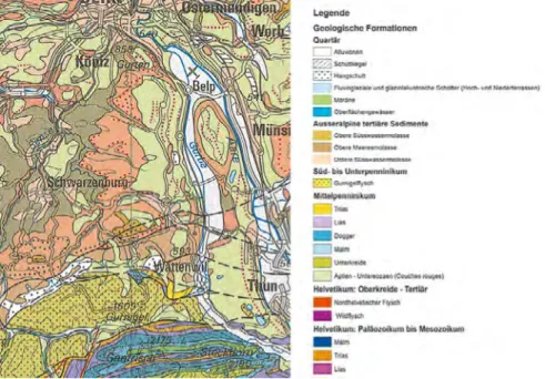 Abb. 2.4: Geologische Karte der Gantrischregion, 1:200 000.  