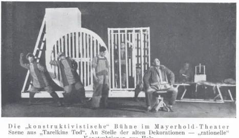 Abb. 1:  Die „konstruktivistische“ Bühne im Mayerhold-Theater. In: GG, S. 172, Tafel 94.