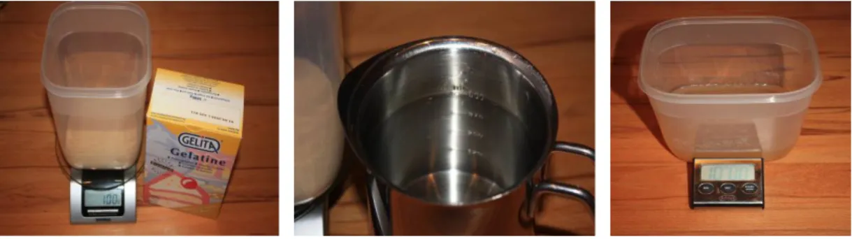 Abbildung 16: Mehl als Zutat Abbildung  15:  Kaltes  Wasser dazugeben 