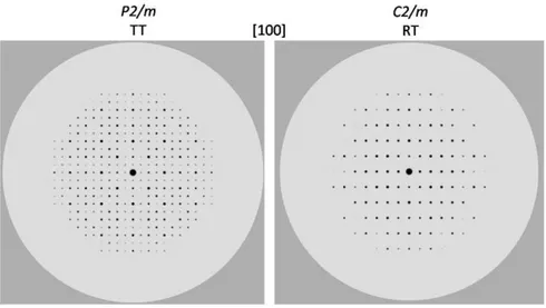 Abbildung  21:Vergleich  der  Detektorplatten  der  Einkristallmessung  an  Bi 2 Rh 3 Se 2   entlang  der  kristallographischen a - Achse