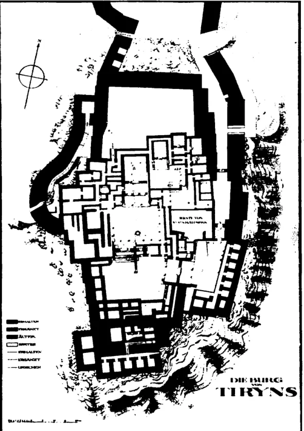 Abb.  2:  Plan  der  O berburg  von  Tiryns  nach  den  Aufmessungen  durch  H.  Sülze  ( 1 9 2 7 )  a u f   der  Grundlage  der  Ausgrabungen  W