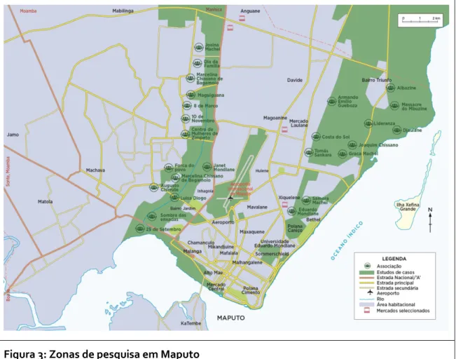 Figura 3: Zonas de pesquisa em Maputo 