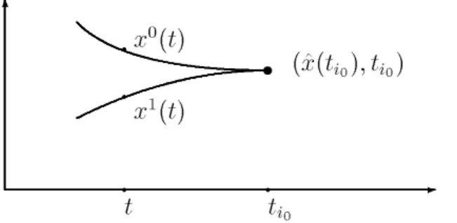 Figure 4.1: x 0 ( t ) and x 1 ( t ) describe locally two branches of § stat Then, u := lim t!t