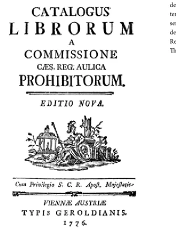 Abbildung 3: Titelblatt  der oft zitierten  letz-ten, 360 Seiten  umfas-senden Kompilation  der Verbote aus der  Regierungszeit Maria  Theresias von 1776