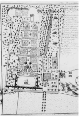 Abb. 3: Der Neuwerkgarten aus der Vogelperspektive  Christian Fritzsch, Kupferstich, nach einer 1712 datierten Vorlage