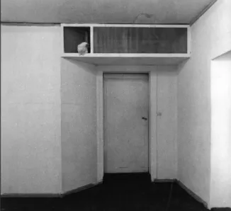 Fig. 03: Photograph of the installation Verschlag für 10 Legehennen,  Blockade '69, Raum III: K