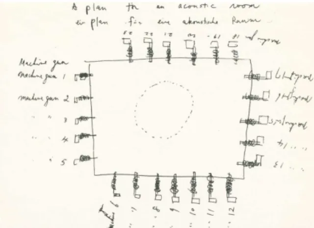 Fig. 07: Detail from the Invitation for Akustische Räume V: Nam June  Paik, 1970, © René Block Archives, Courtesy of René Block.
