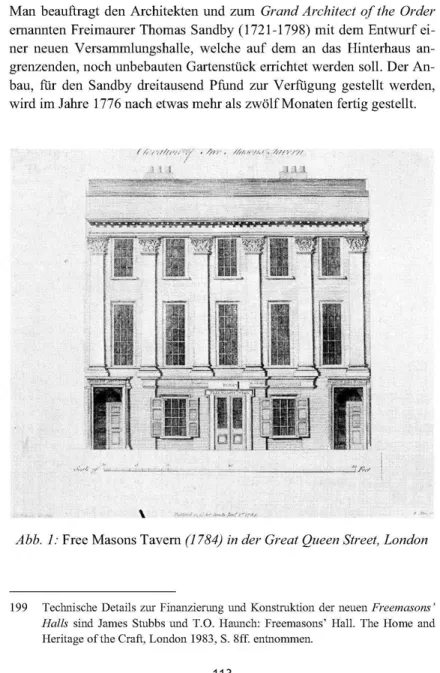 Abb.  1:  Free Masons Tavem (1784)  in der Great Queen Street,  London 