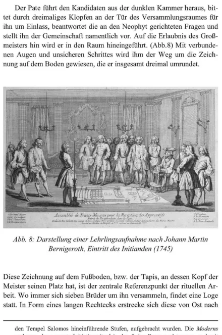 Abb.  8:  Darstellung einer Lehrlingsaufnahme nach Johann Martin  Bernigeroth,  Eintritt des Initianden  (I 7 45) 