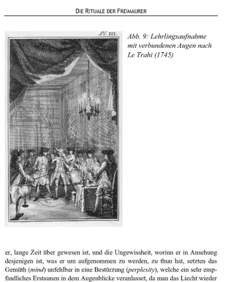 Abb.  9:  Lehrlingsaufnahme  mit verbundenen Augen nach  Le Trahi  (1745) 