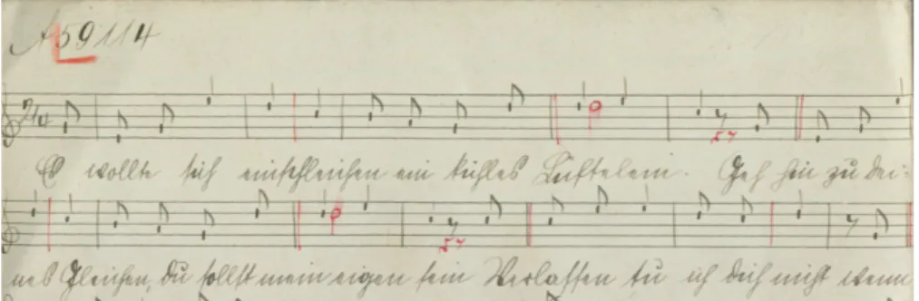 Abbildung 1: Teilausschnitt eines Liedblattes aus der RVP-Sammlung. 